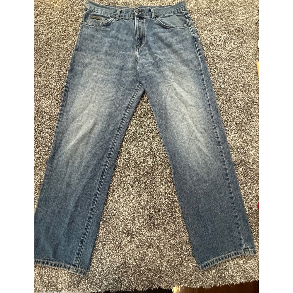 Calvin Klein Jeans Mens 34 Straight Leg Blue Denim Medium Wash 100% Cotton